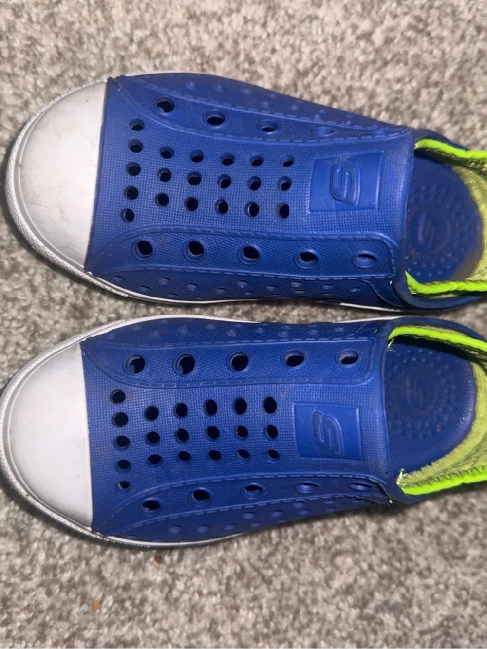 Skechers Blue Slip-On Kids Water Shoes with Neon Green Trim
